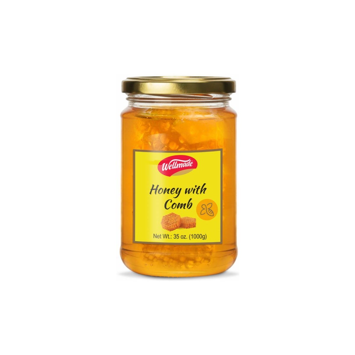 Blossom Honey with Honeycomb in glass "WELLMADE" *